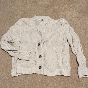 Madewell Small Cozy Cable Knit button down Cardigan Sweater - Cream